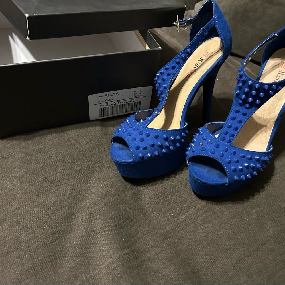 Blue Studded High Heels